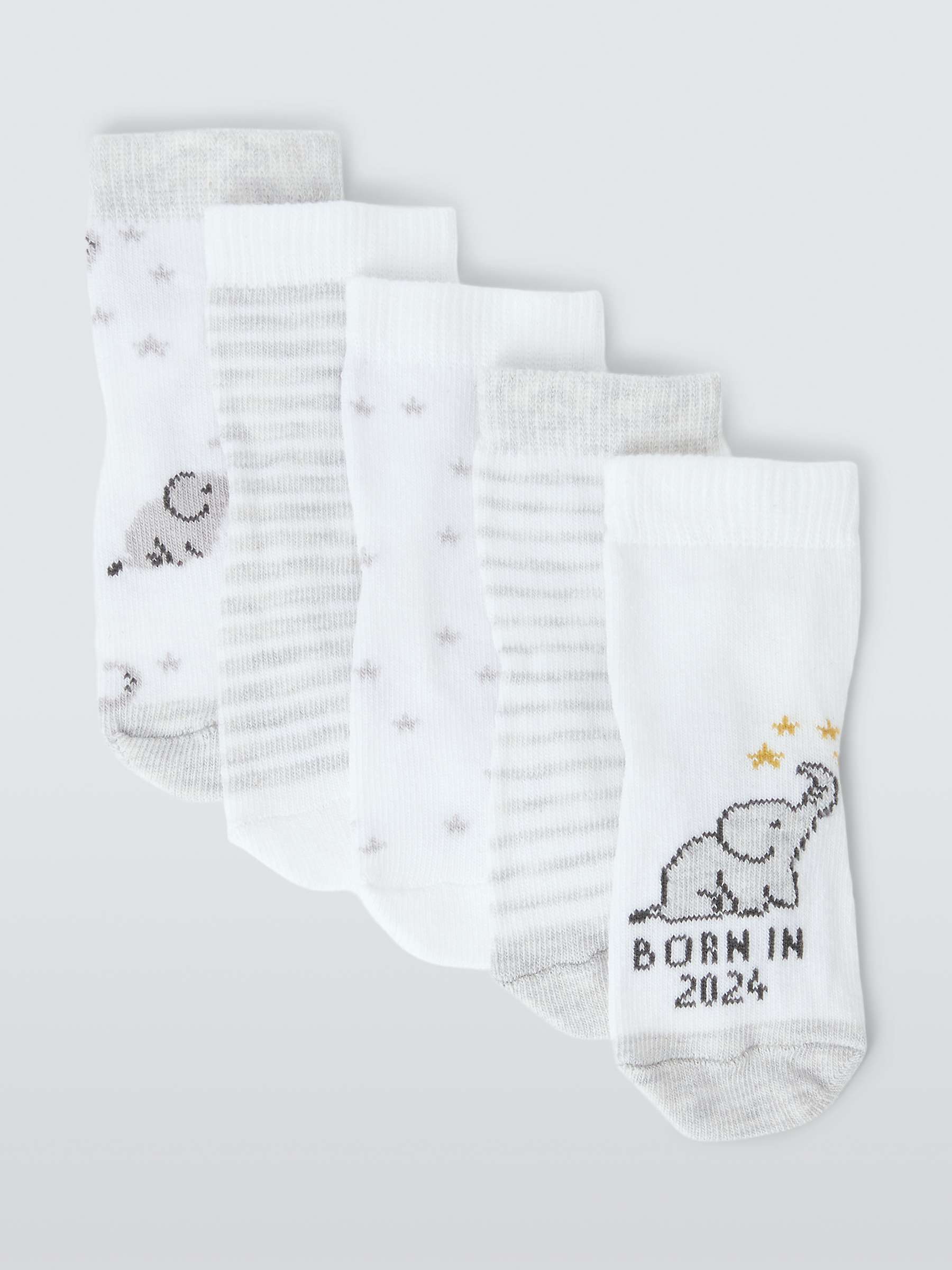 Buy John Lewis Baby Organic Cotton Rich Born in 2024 Socks, Pack of 5, White /Multi Online at johnlewis.com