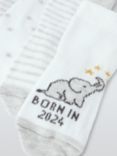 John Lewis Baby Organic Cotton Rich Born in 2024 Socks, Pack of 5, White /Multi