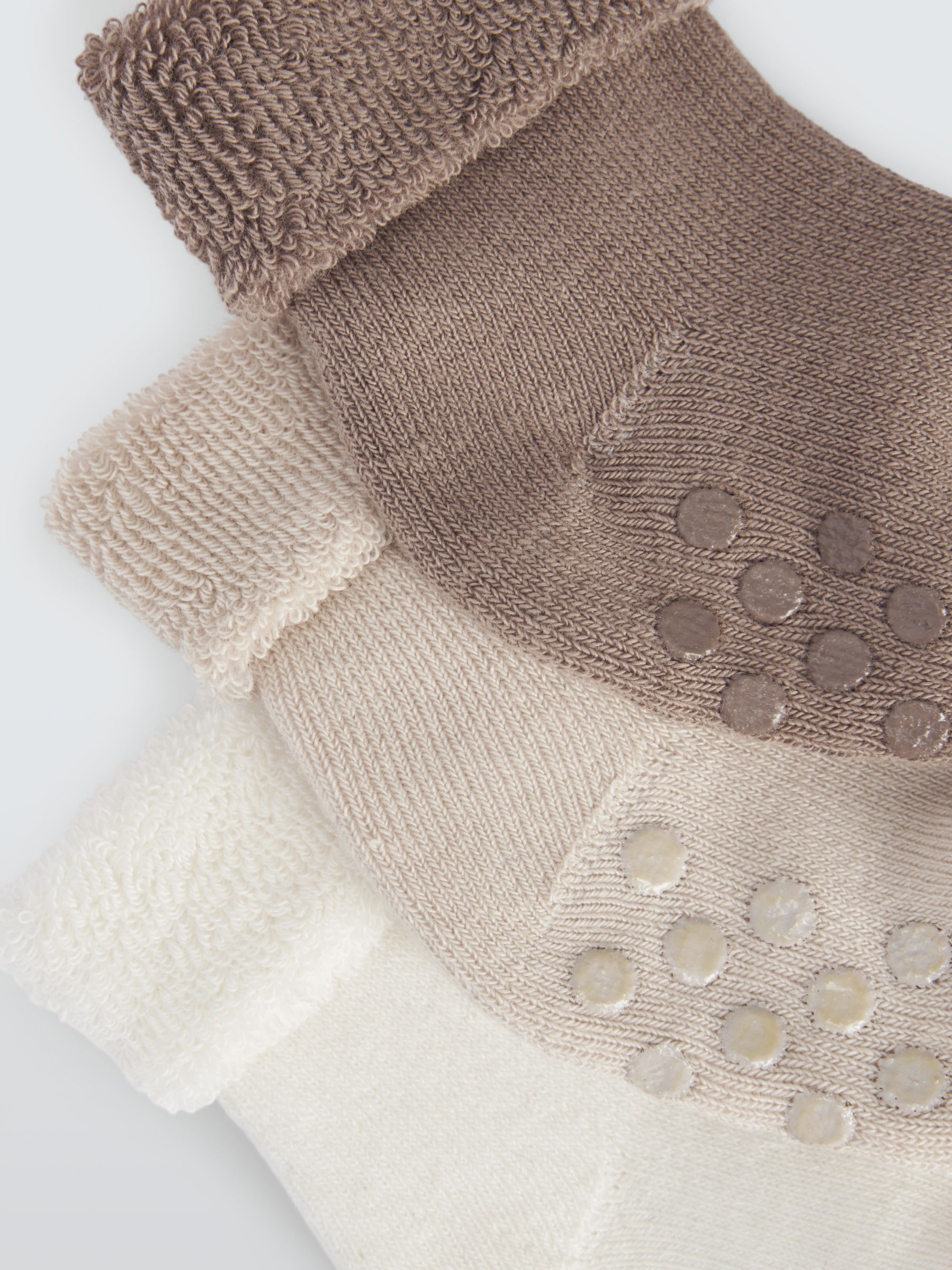 John Lewis Baby Organic Cotton Blend Socks, Pack of 3, Neutrals, 6-12 months