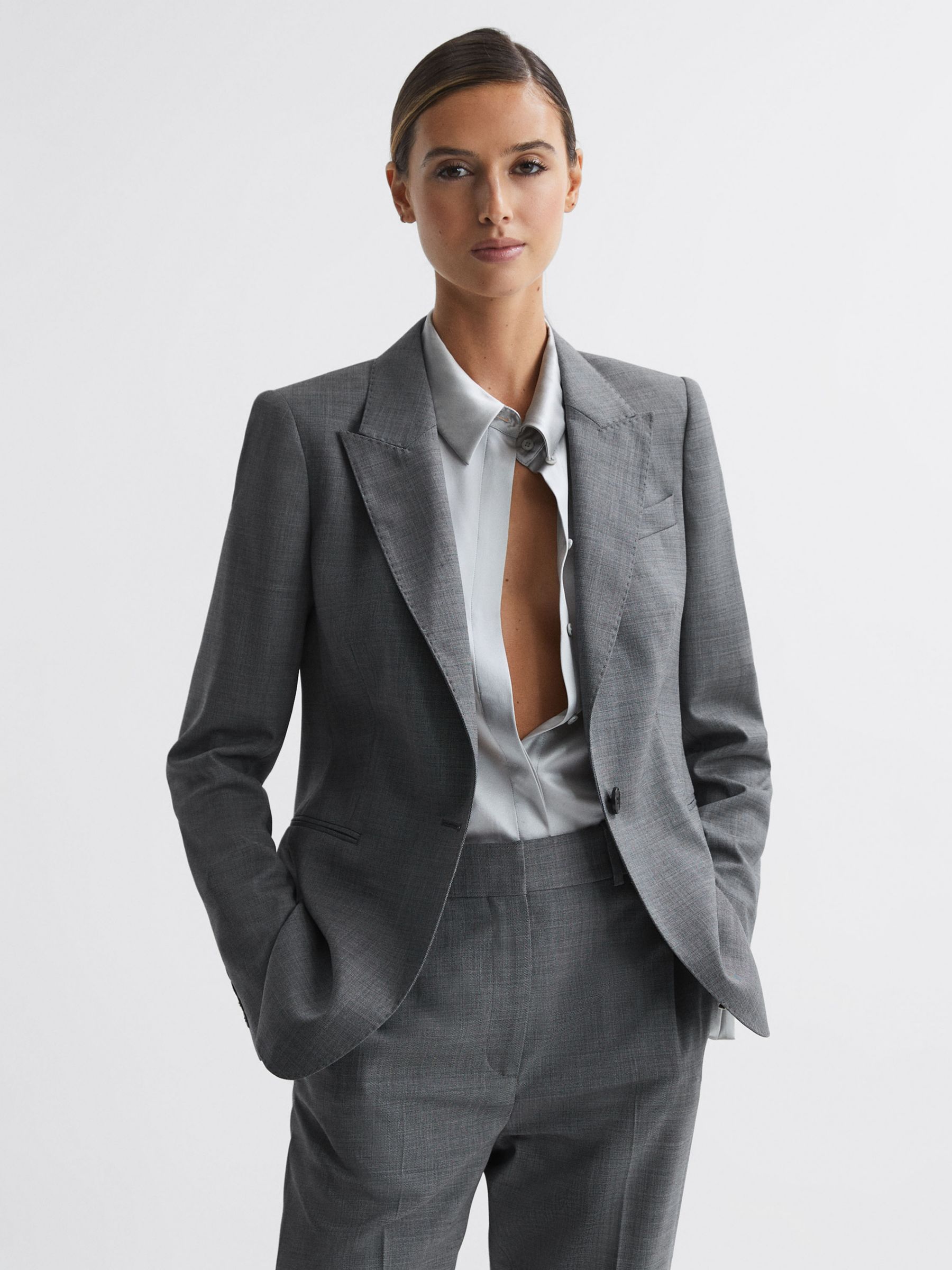 Reiss Layton Wool Blend Tailored Fit Suit Jacket, Grey at John Lewis ...