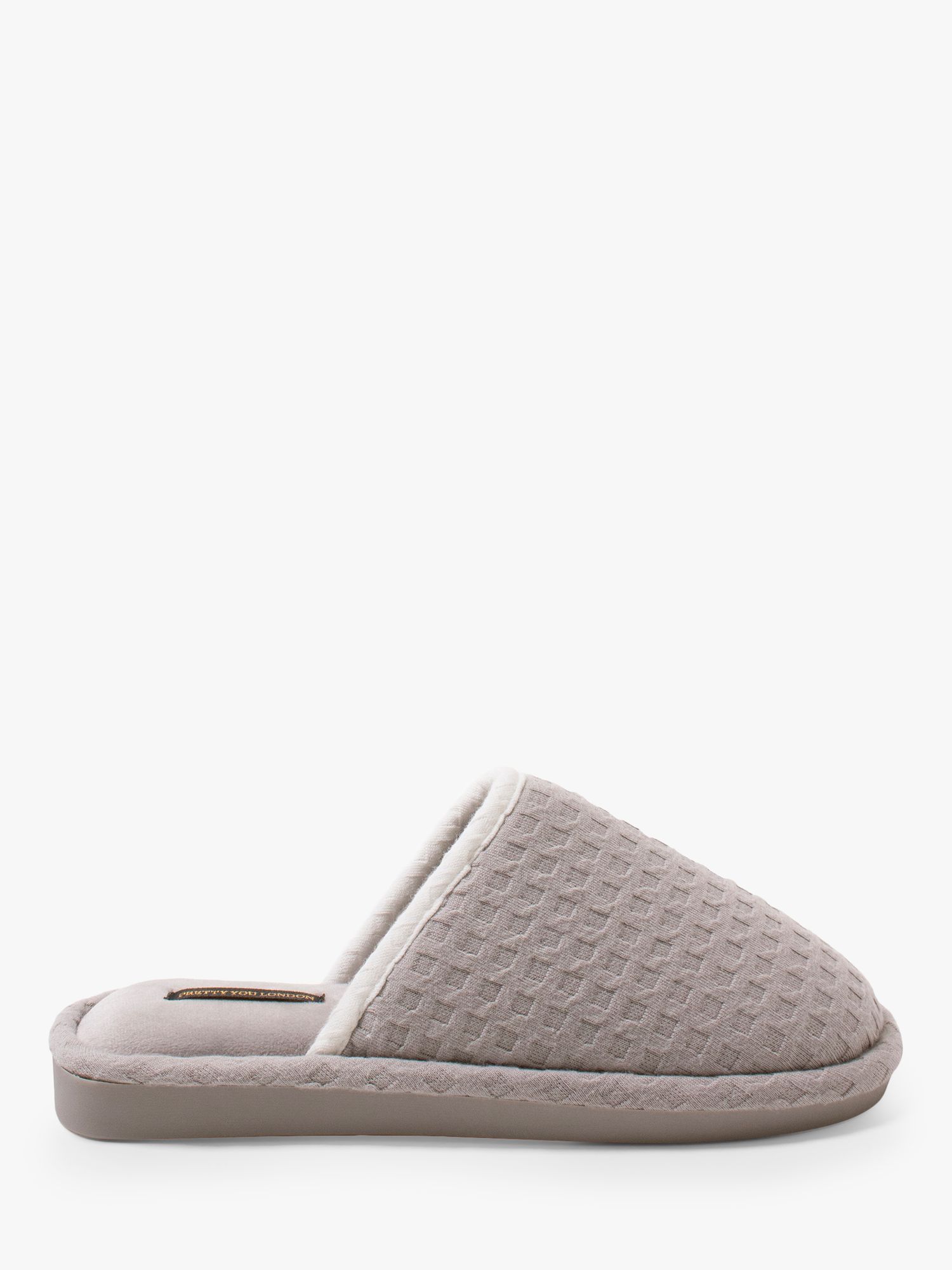 Pretty You London Gia Waffle Mule Slippers, Grey at John Lewis & Partners