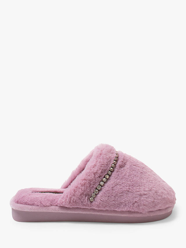 Pretty You London Gracie Embellished Mule Slippers, Lilac