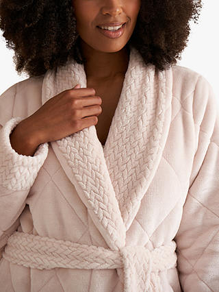 Pretty You London Quilted Velour Dressing Gown, Powder Puff