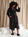 Pretty You London Quilted Velour Dressing Gown, Raven