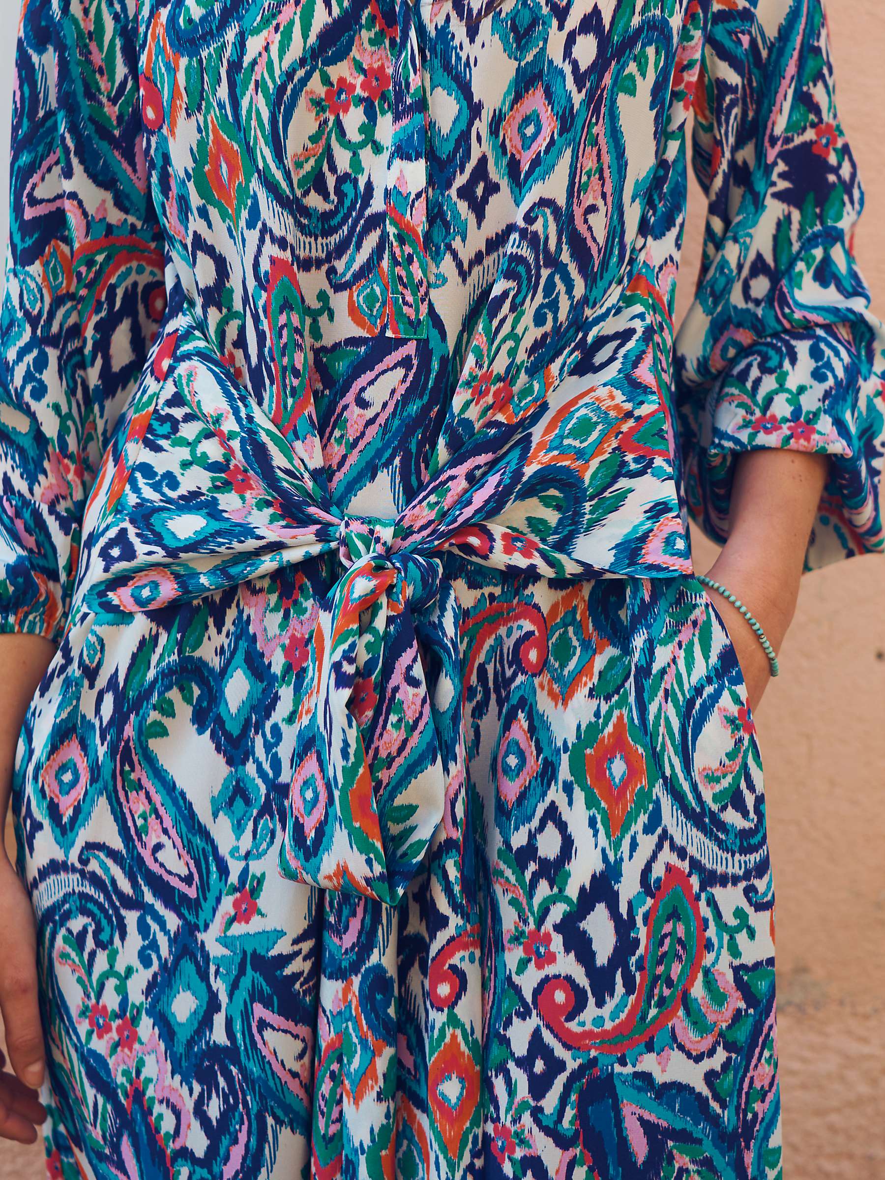 Buy NRBY Tatum Ikat Paisley Belted Silk Dress Online at johnlewis.com