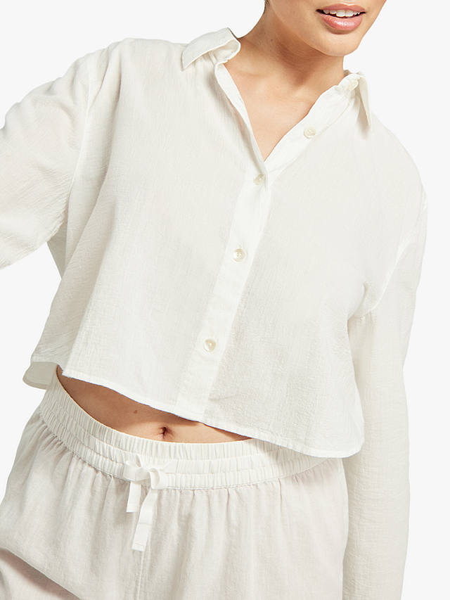 Nudea Organic Cotton Cropped Night Shirt, White
