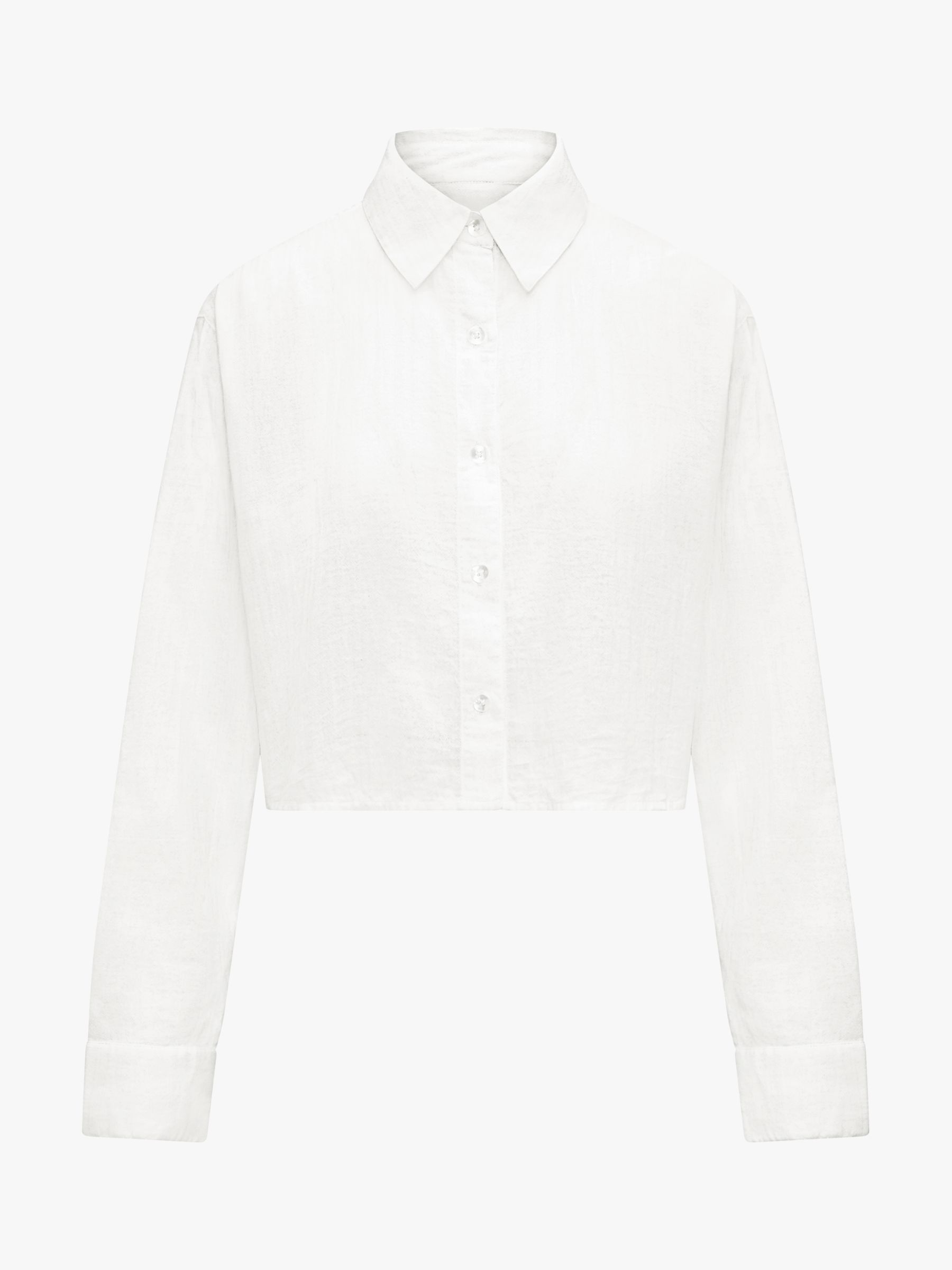 Nudea Organic Cotton Cropped Night Shirt, White, XS