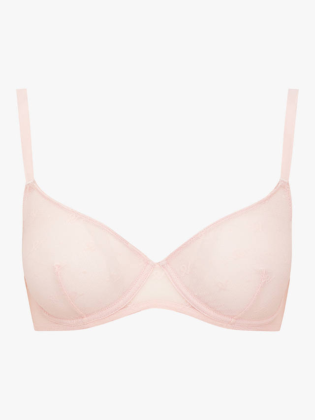 Nudea Lift Mesh Logo Balconette Bra, Blush Pink