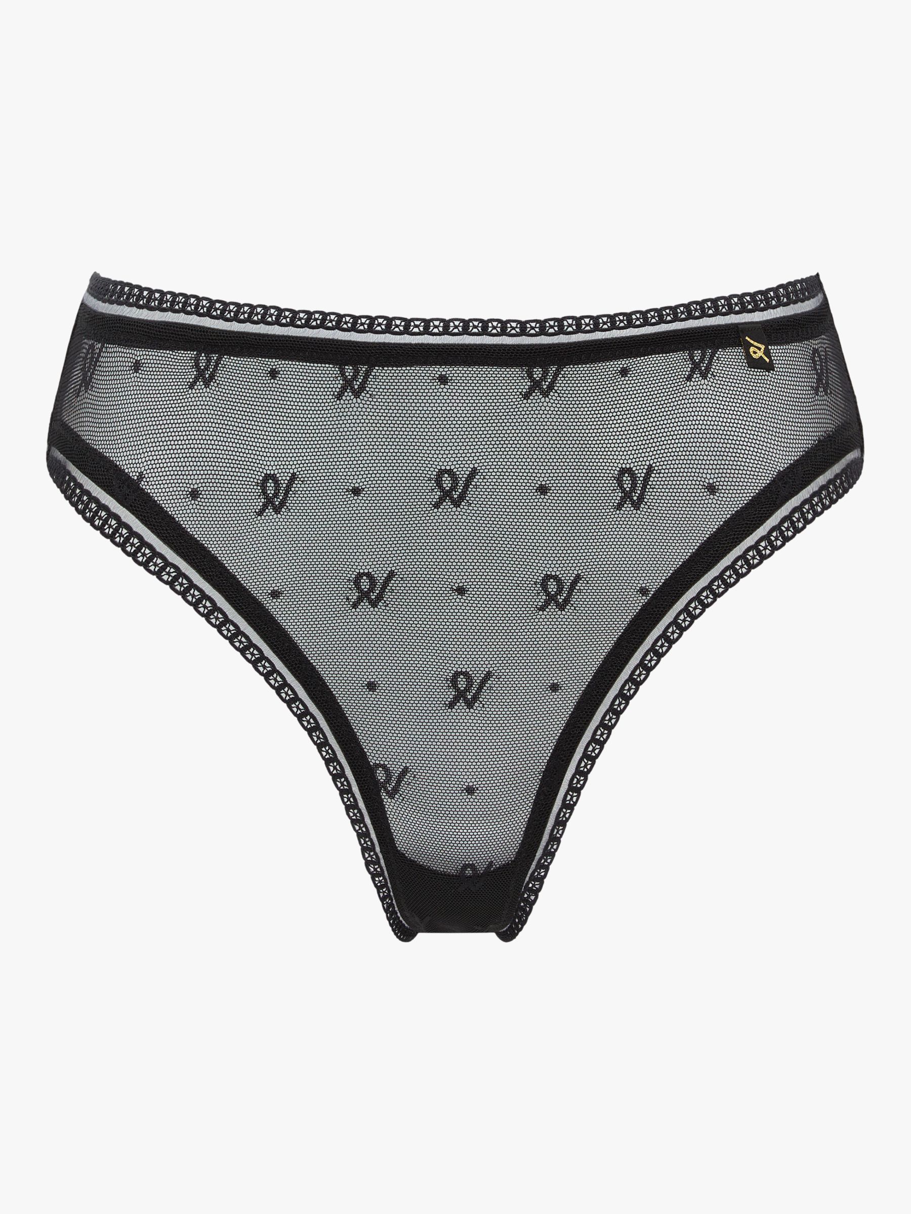 Nudea Logo Mesh Knickers, Black at John Lewis & Partners