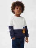 Mango Kids' Paw Patrol Colour Block Jumper, Natural White/Multi