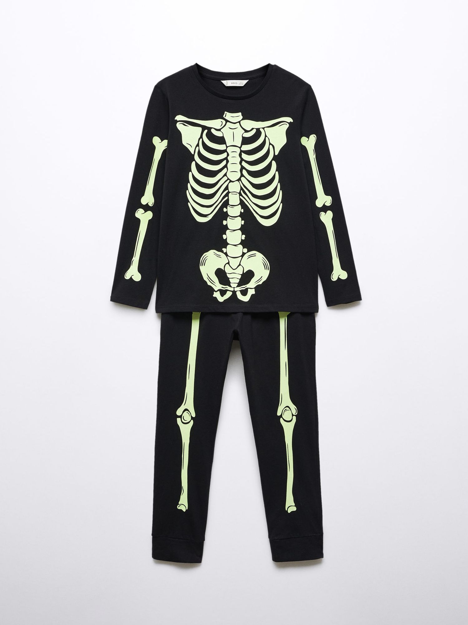 Mango Kids' Bones Pyjama Set, Black, 13-14 years