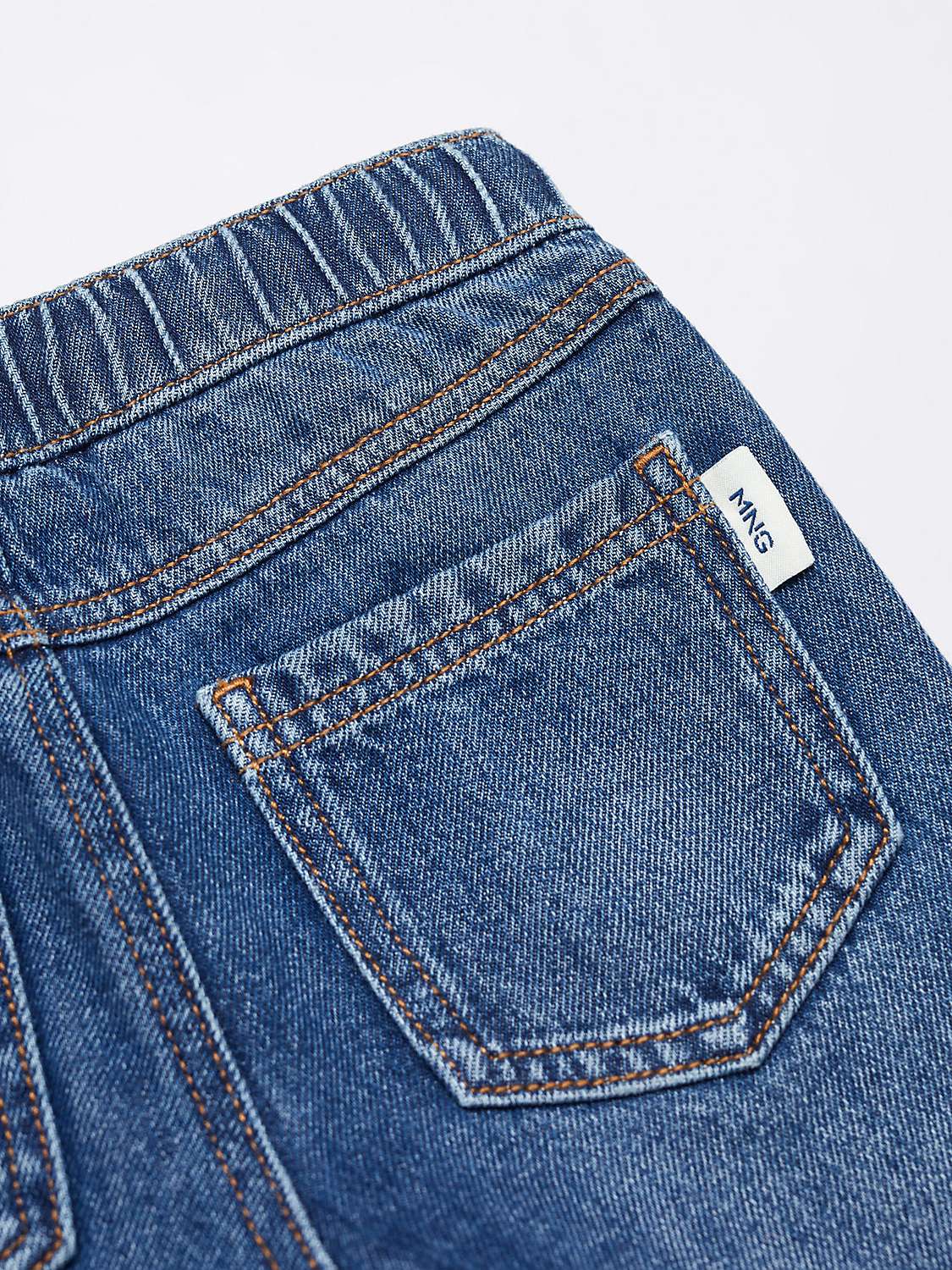 Mango Baby Santi Elastic Waist Jeans, Open Blue at John Lewis & Partners
