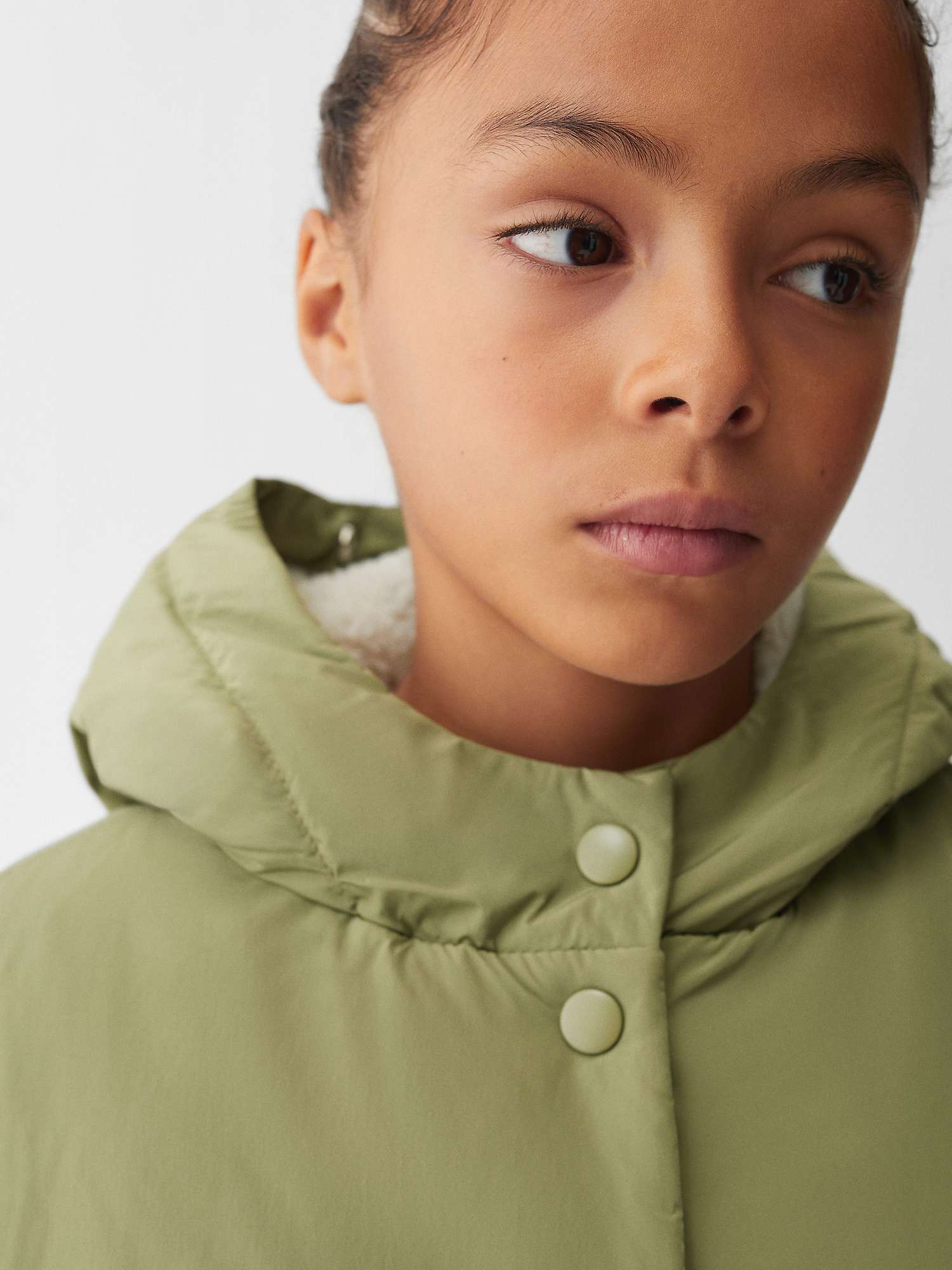 Buy Mango Kids' Jimmy Faux Shearling Lined Removable Faux Fur Hooded Jacket, Beige Khaki Online at johnlewis.com