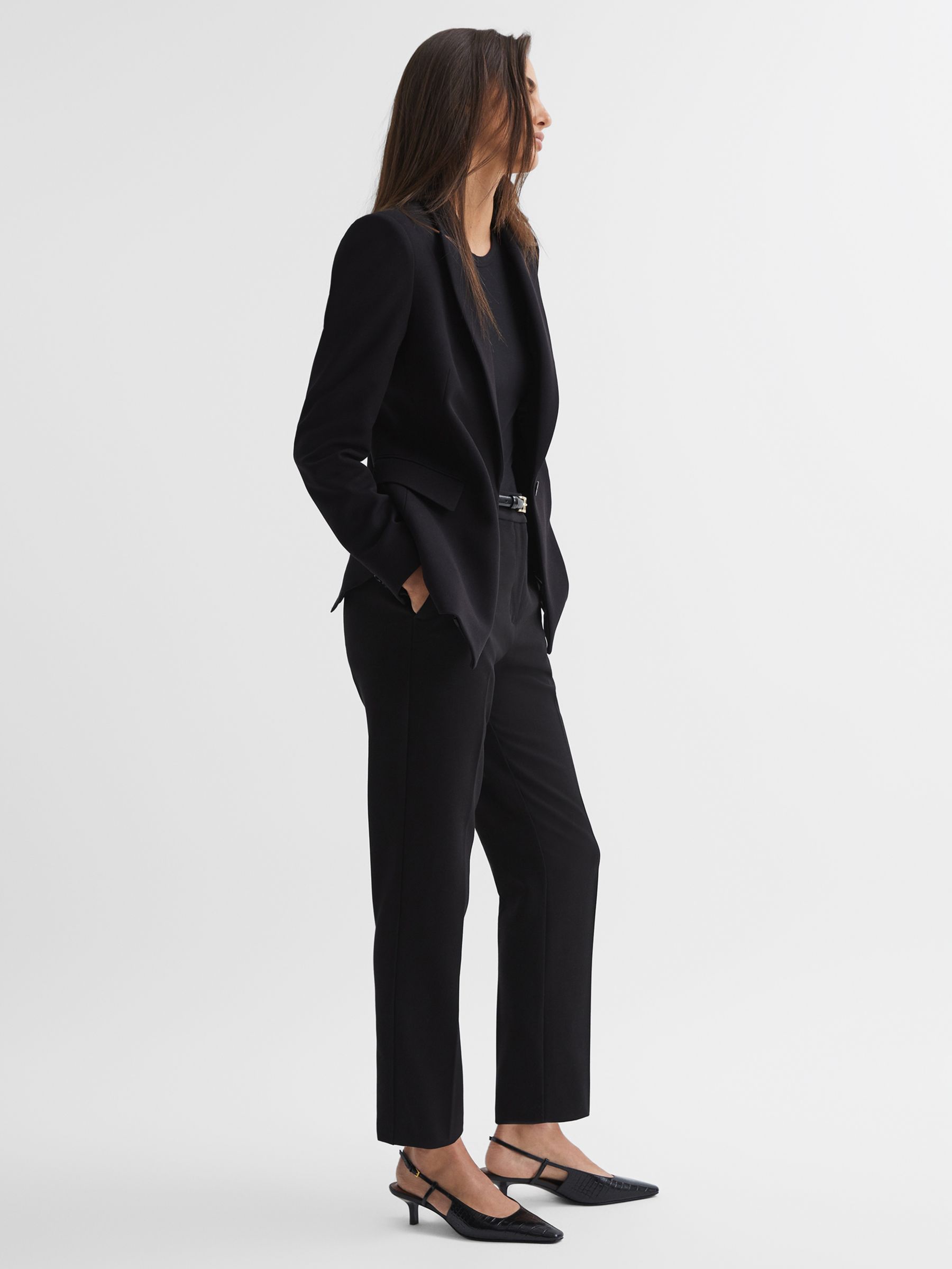 Reiss Gabi Slim Fit Tailored Suit Trousers, Black at John Lewis & Partners