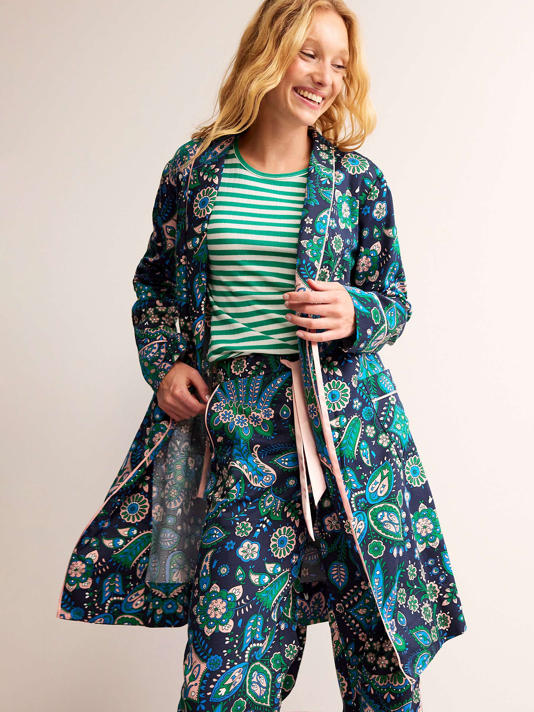 Buy Boden Azalea Bloom Print Cotton Sateen Dressing Gown, Multi Online at johnlewis.com