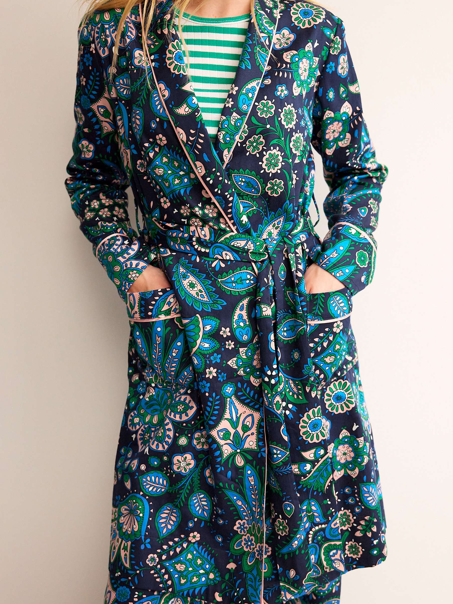Buy Boden Azalea Bloom Print Cotton Sateen Dressing Gown, Multi Online at johnlewis.com