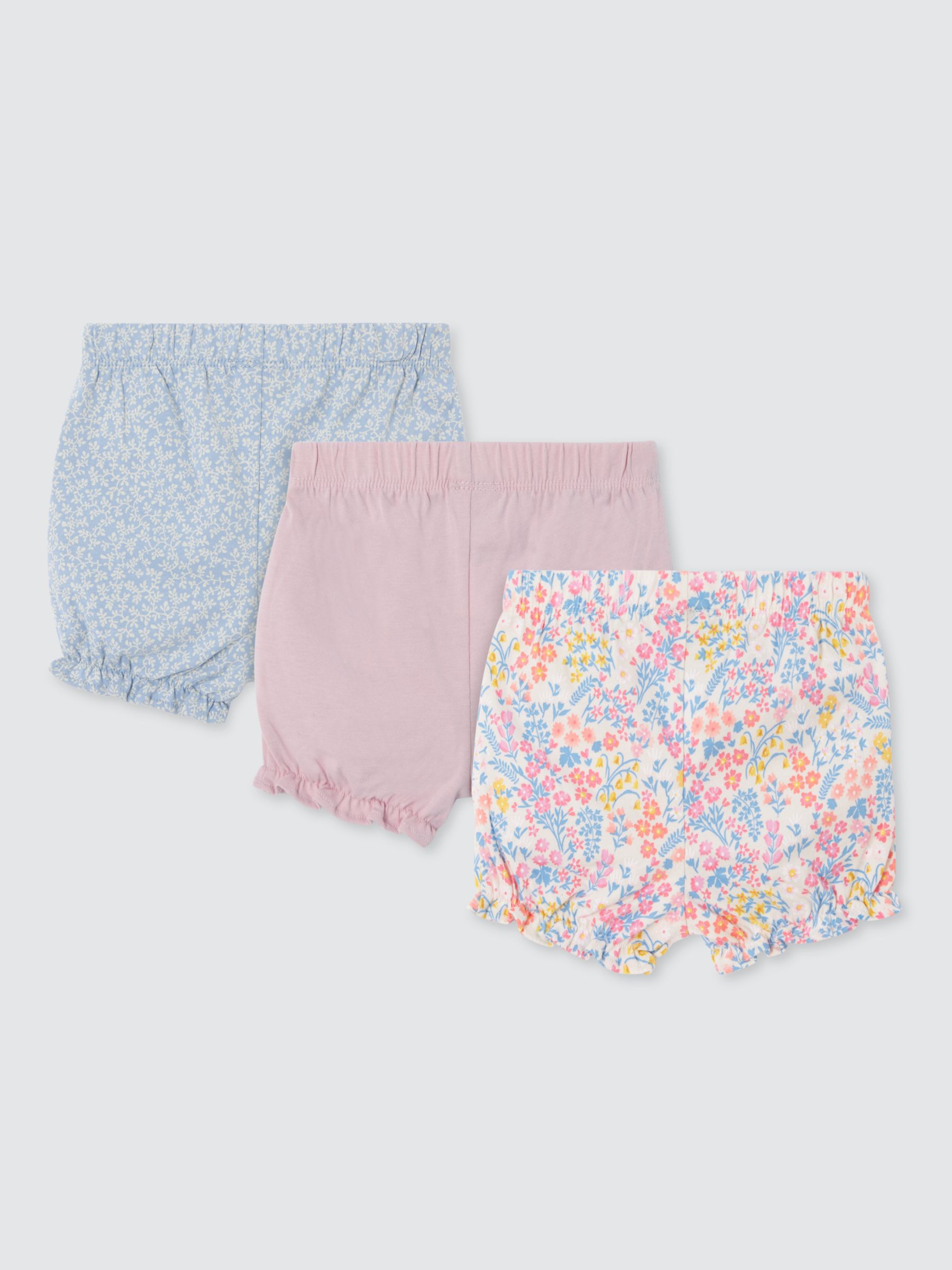 John Lewis Baby Floral Shorts, Pack of 3, Multi, 6-9 months