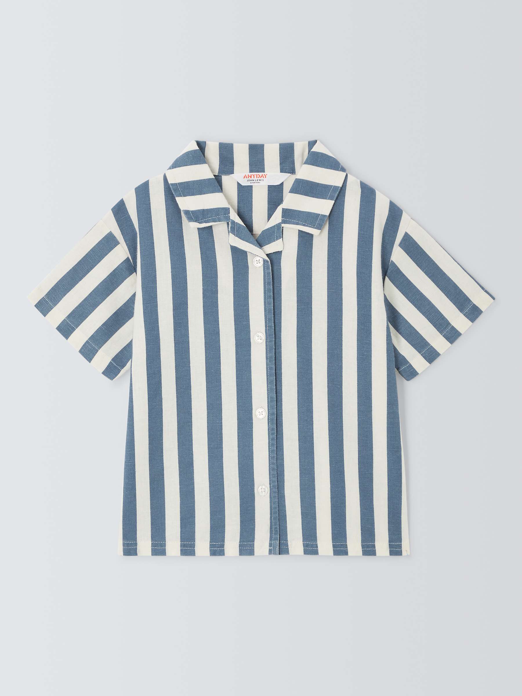 Buy John Lewis ANYDAY Baby Stripe Short Sleeve Shirt, Blue Online at johnlewis.com