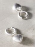 Mint Velvet Heart Drop Earrings, Silver