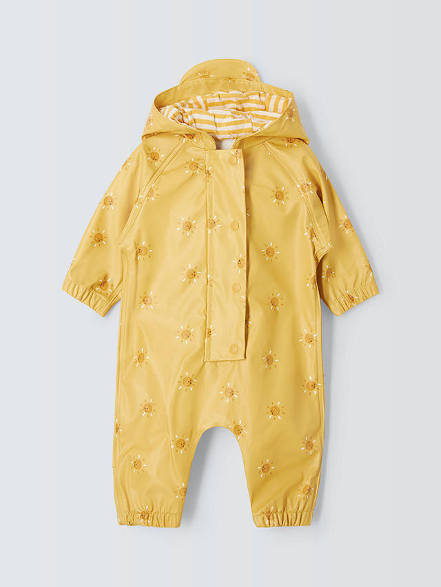 John Lewis Baby Sun Print Waterproof All-In-One Rain Suit, Yellow/Multi