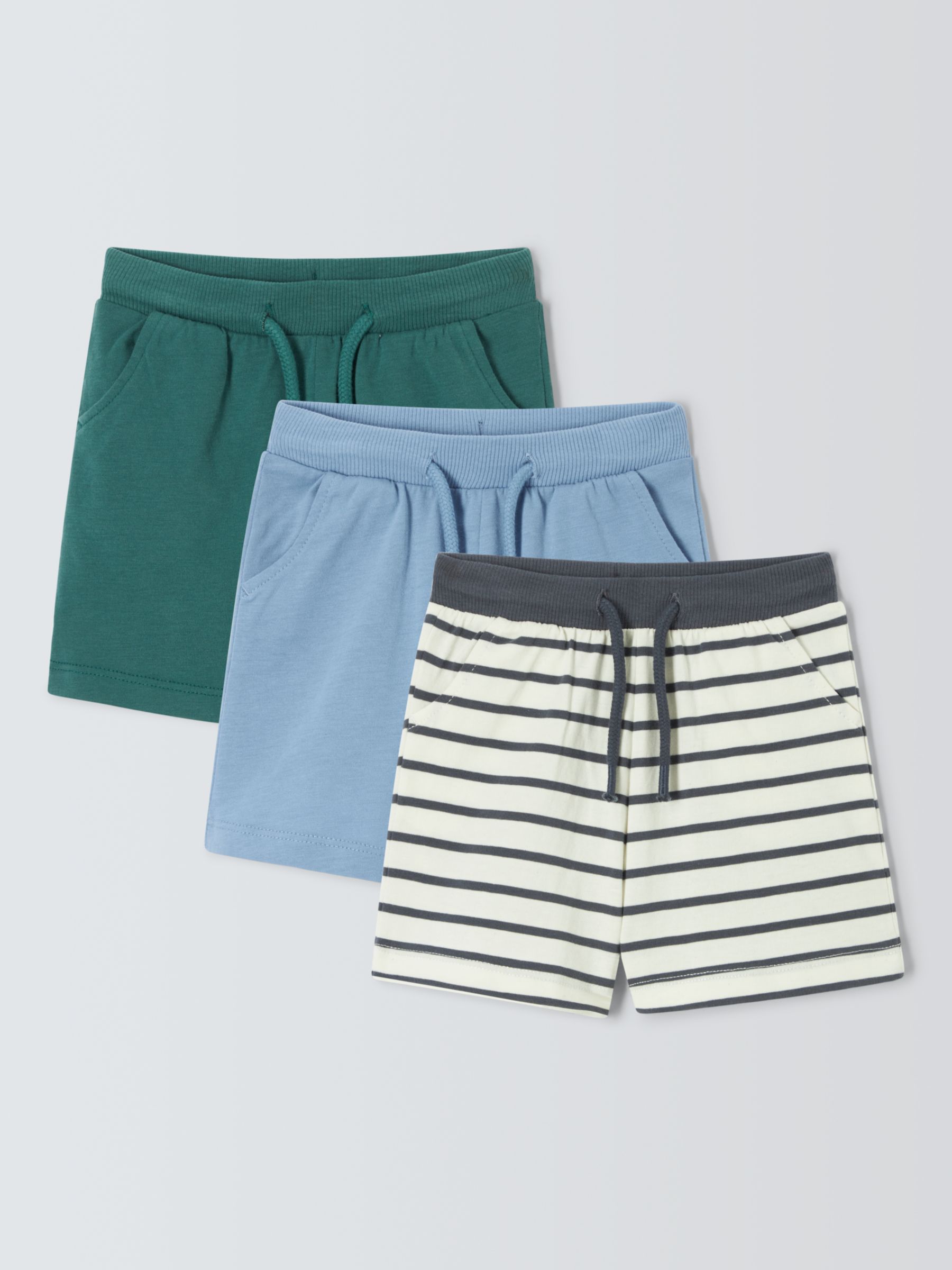 John Lewis Baby Colourblock and Striped Shorts, Pack of 3, Multi, 18-24 months