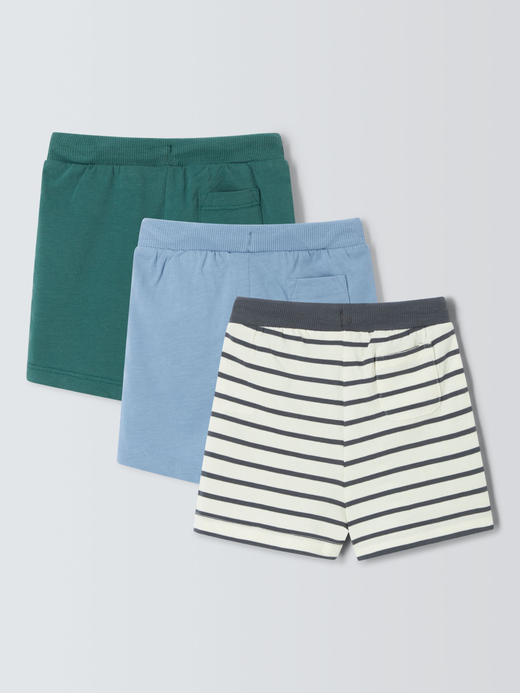 John Lewis Baby Colourblock and Striped Shorts, Pack of 3, Multi, 18-24 months