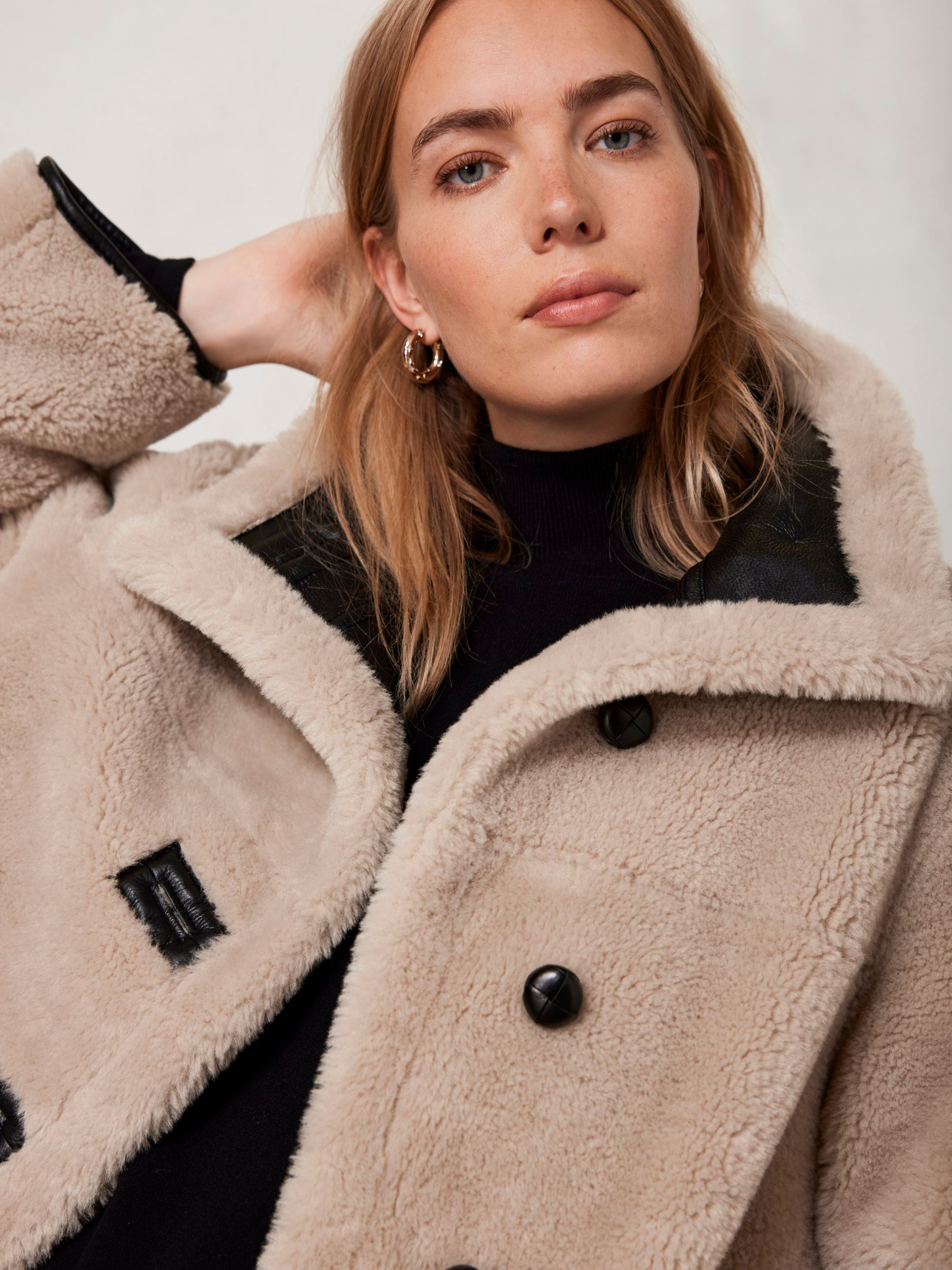 Funnel Neck Sheepskin Coat