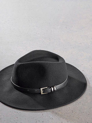 Mint Velvet Buckle Strap Wool Fedora Hat