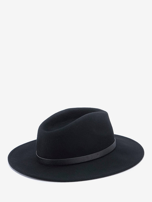 Mint Velvet Buckle Strap Wool Fedora Hat, Black