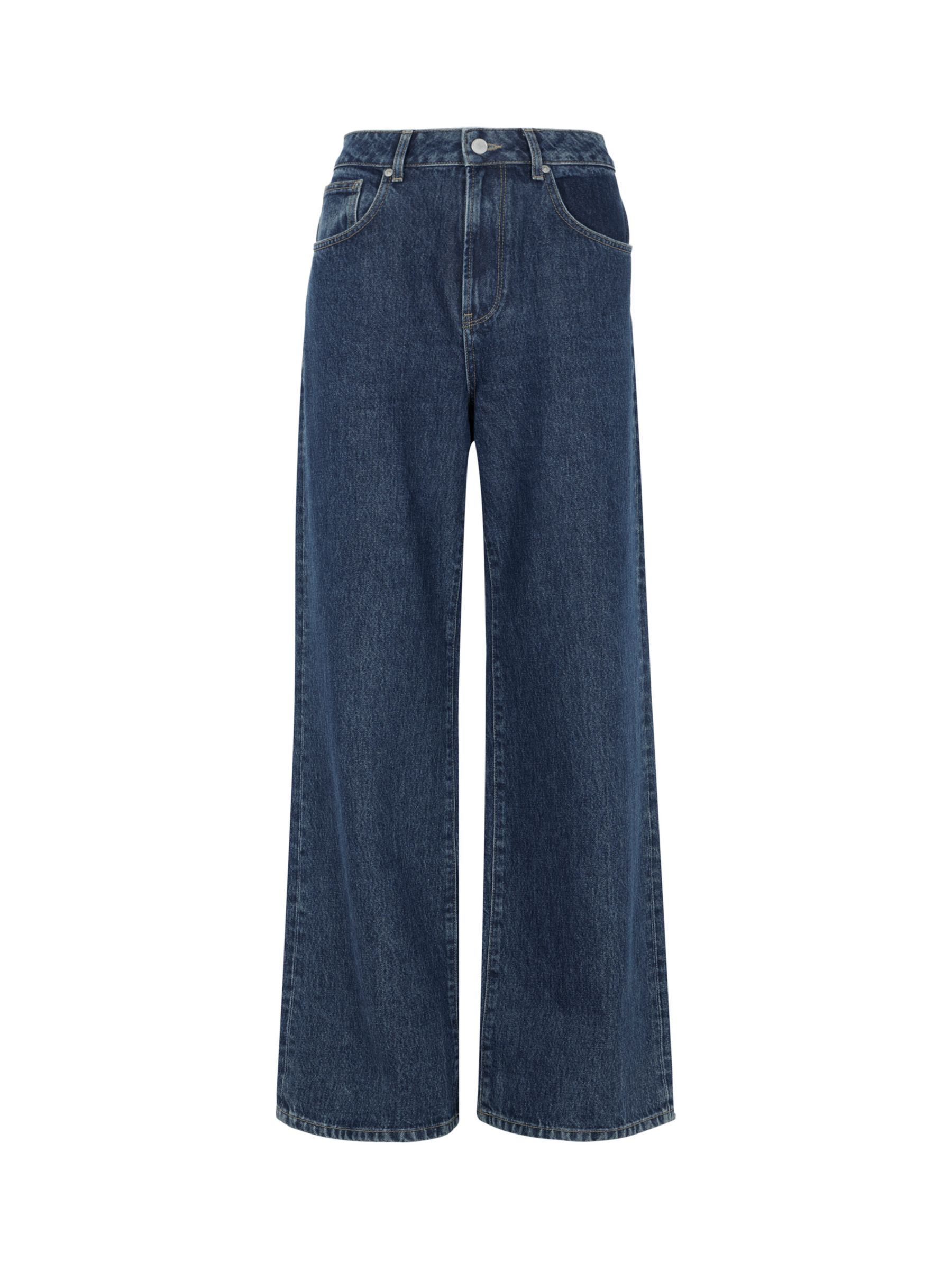 Mint Velvet Soft Wide Leg Jeans, Mid Indigo at John Lewis & Partners