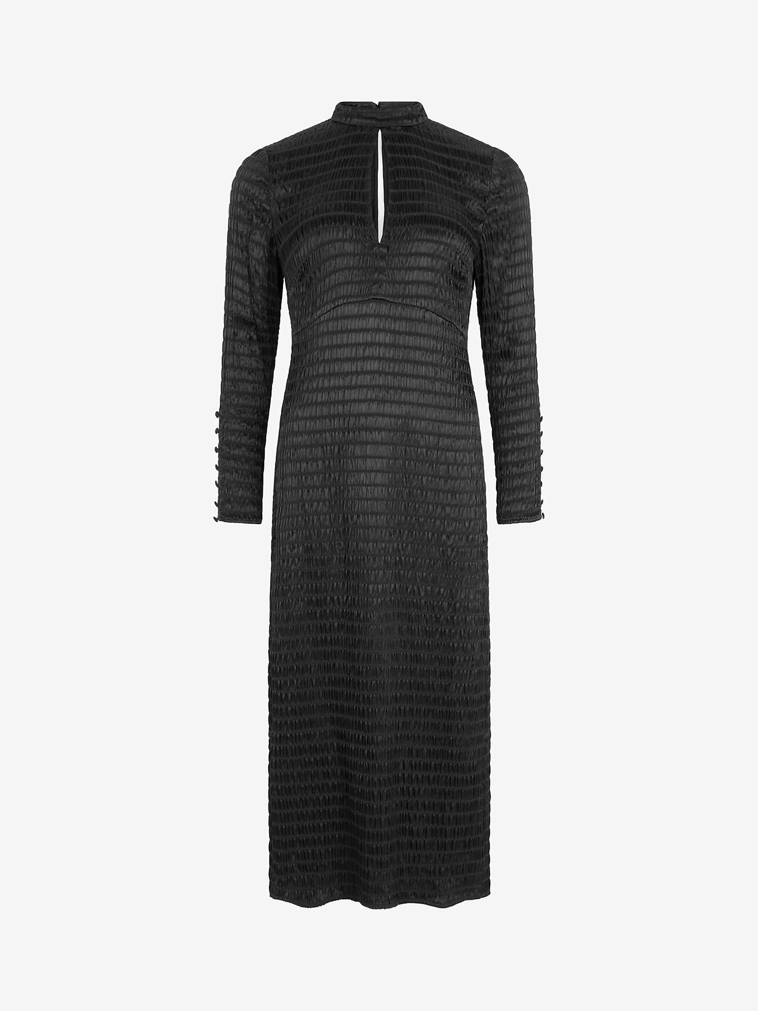 Buy Mint Velvet Satin Shirred High Neck Midi Dress, Black Online at johnlewis.com