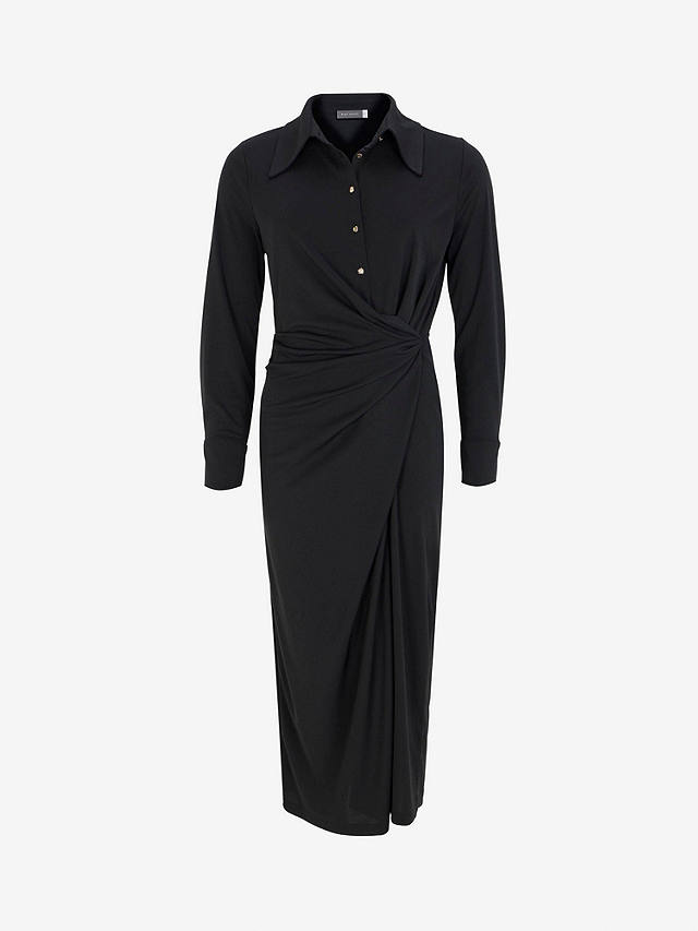 Mint Velvet Midi Draped Shirt Dress, Black