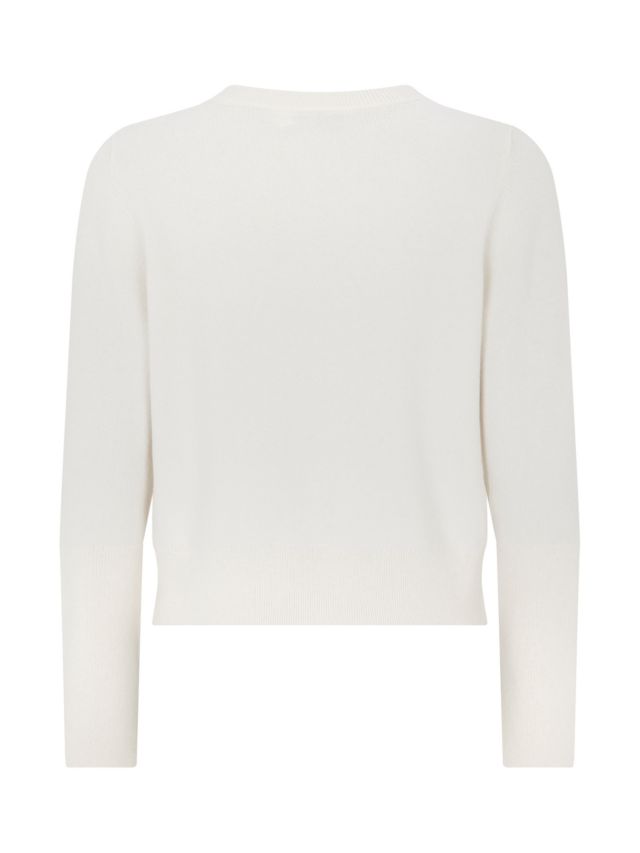 Mint Velvet Cashmere Blend Exaggerated Cuff Jumper, White Ivory, XS