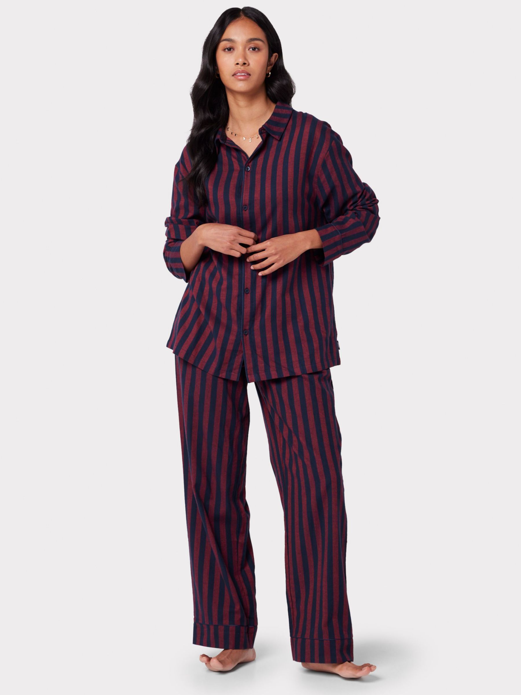 Chelsea Peers Stripe Print Pyjama Bottoms, Red at John Lewis & Partners