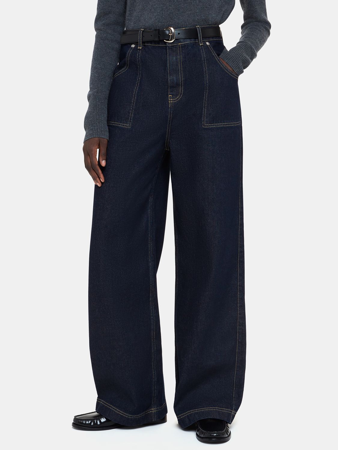 Buy Whistles Marie Elasticated Waist Jeans, Washed Black Online at johnlewis.com