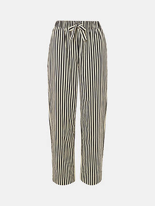 Whistles Cotton Stripe Pyjama Bottoms, Black/White