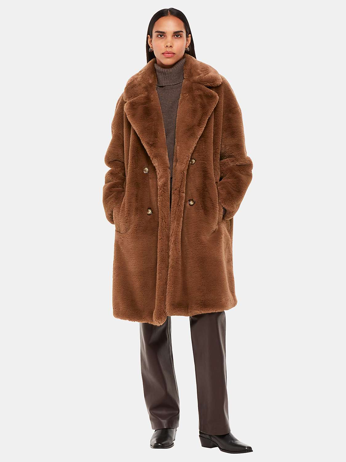 Buy Whistles Teddy Faux Fur Coat, Brown Online at johnlewis.com