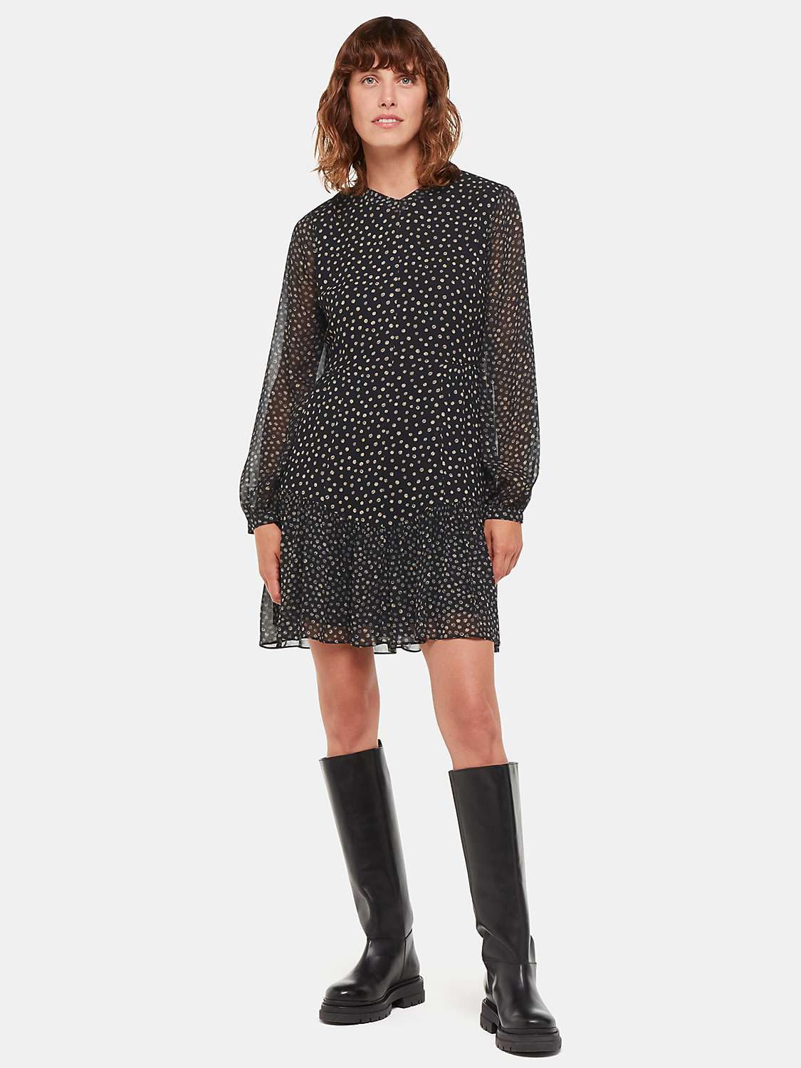 Buy Whistles Speckled Polka Dot Mini Dress, Black/Multi Online at johnlewis.com