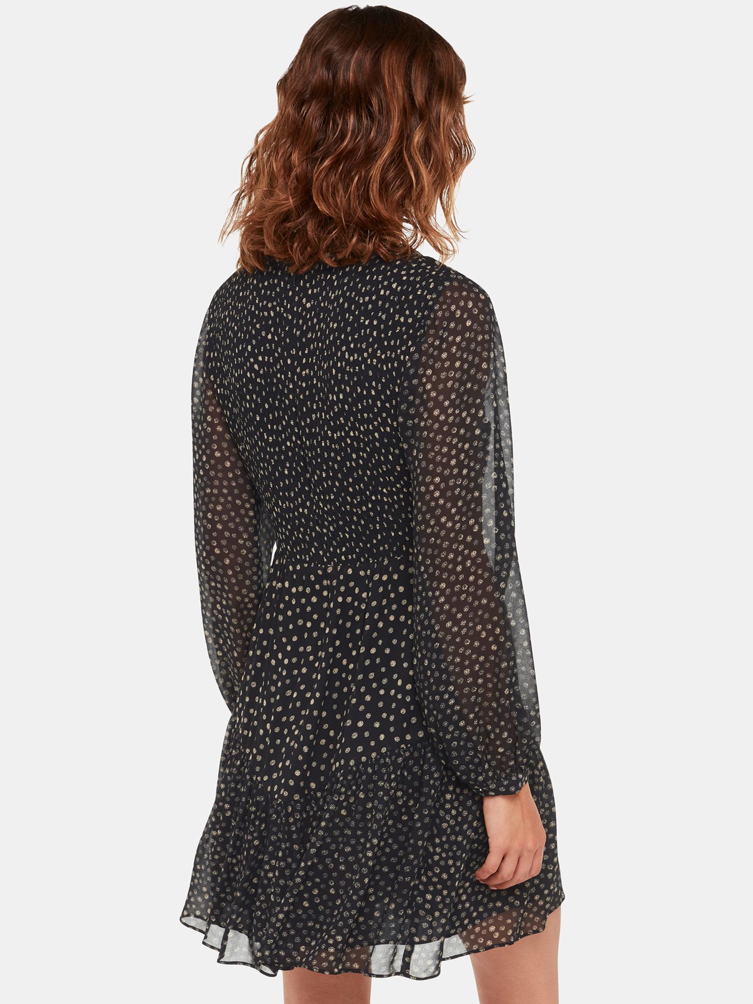 Whistles Speckled Polka Dot Mini Dress, Black/Multi, 10