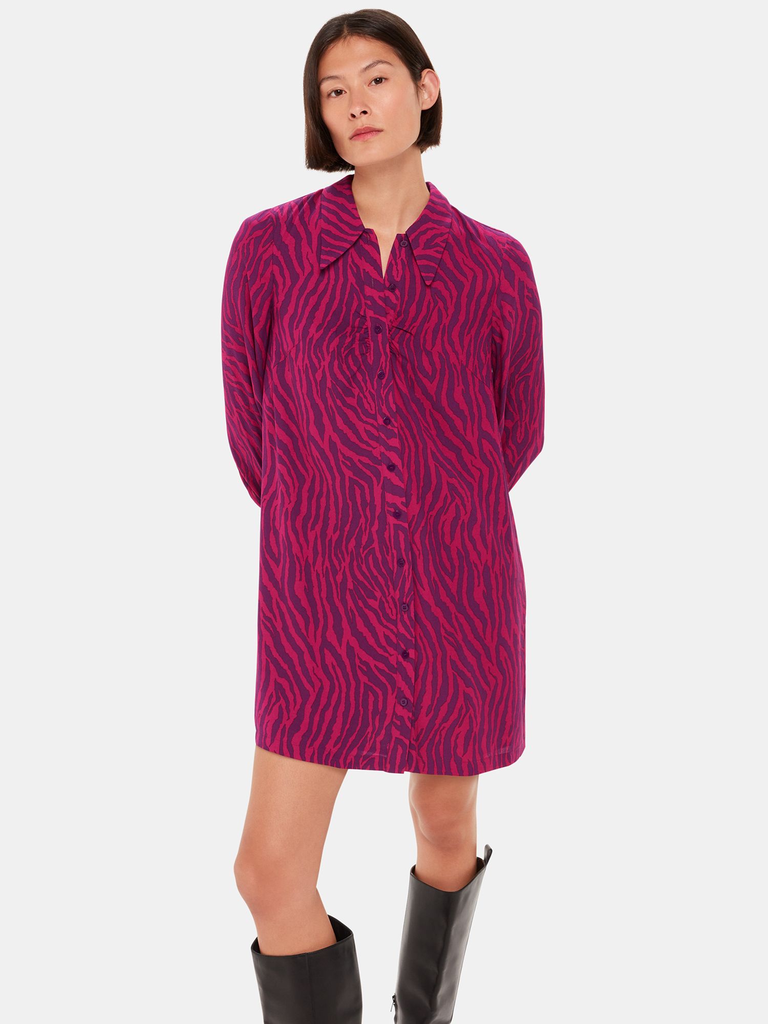 Buy Whistles Zebra Stripe Shirt, Purple/Multi Online at johnlewis.com