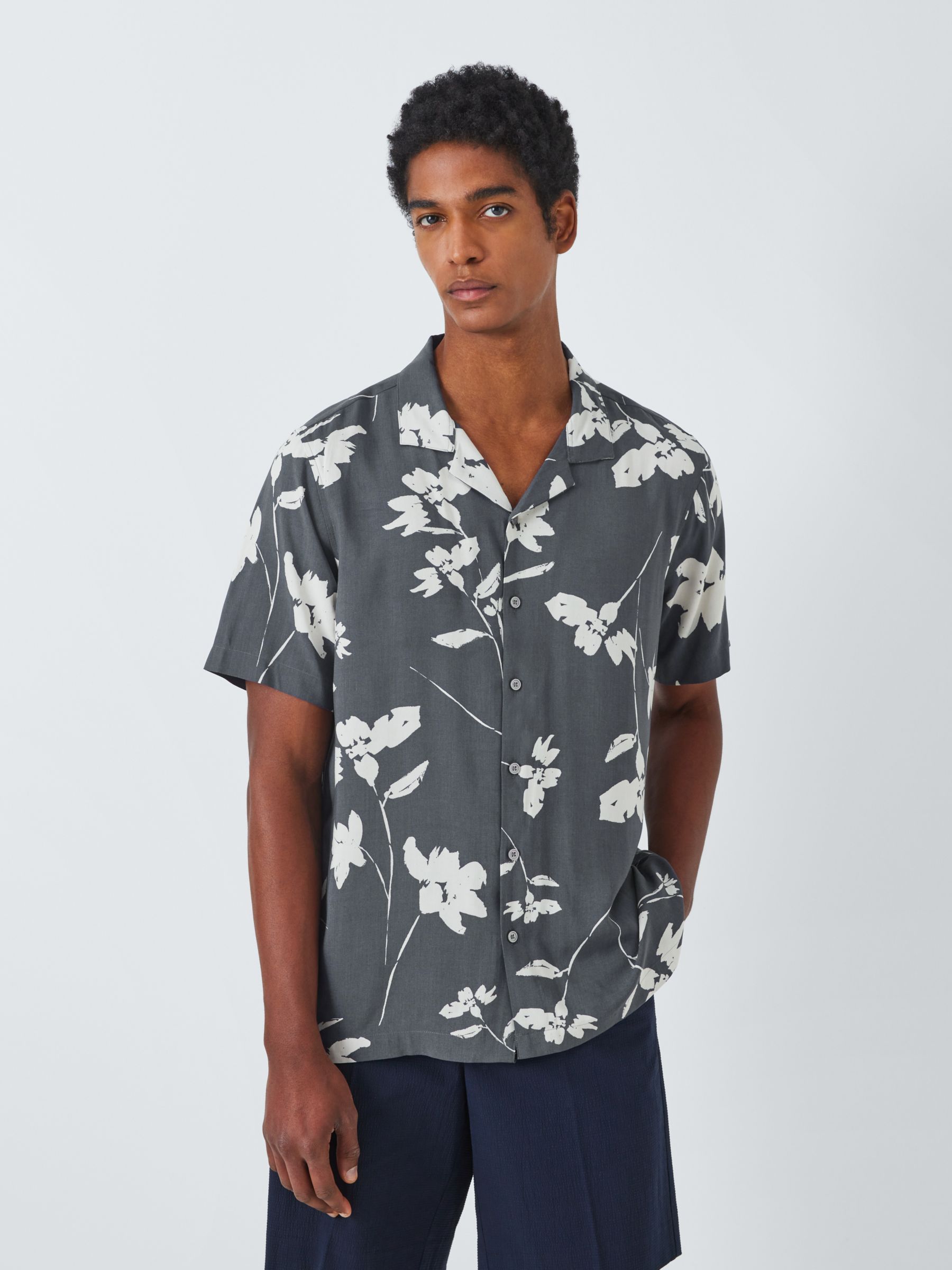 Kin Floral LENZING™ ECOVERO™ VISCOSE Revere Collar Short Sleeve Shirt ...