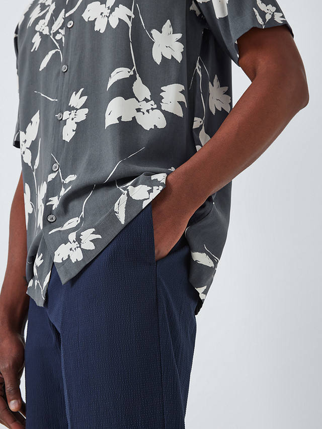 Kin Floral LENZING™ ECOVERO™ VISCOSE Revere Collar Short Sleeve Shirt, Ombre Blue