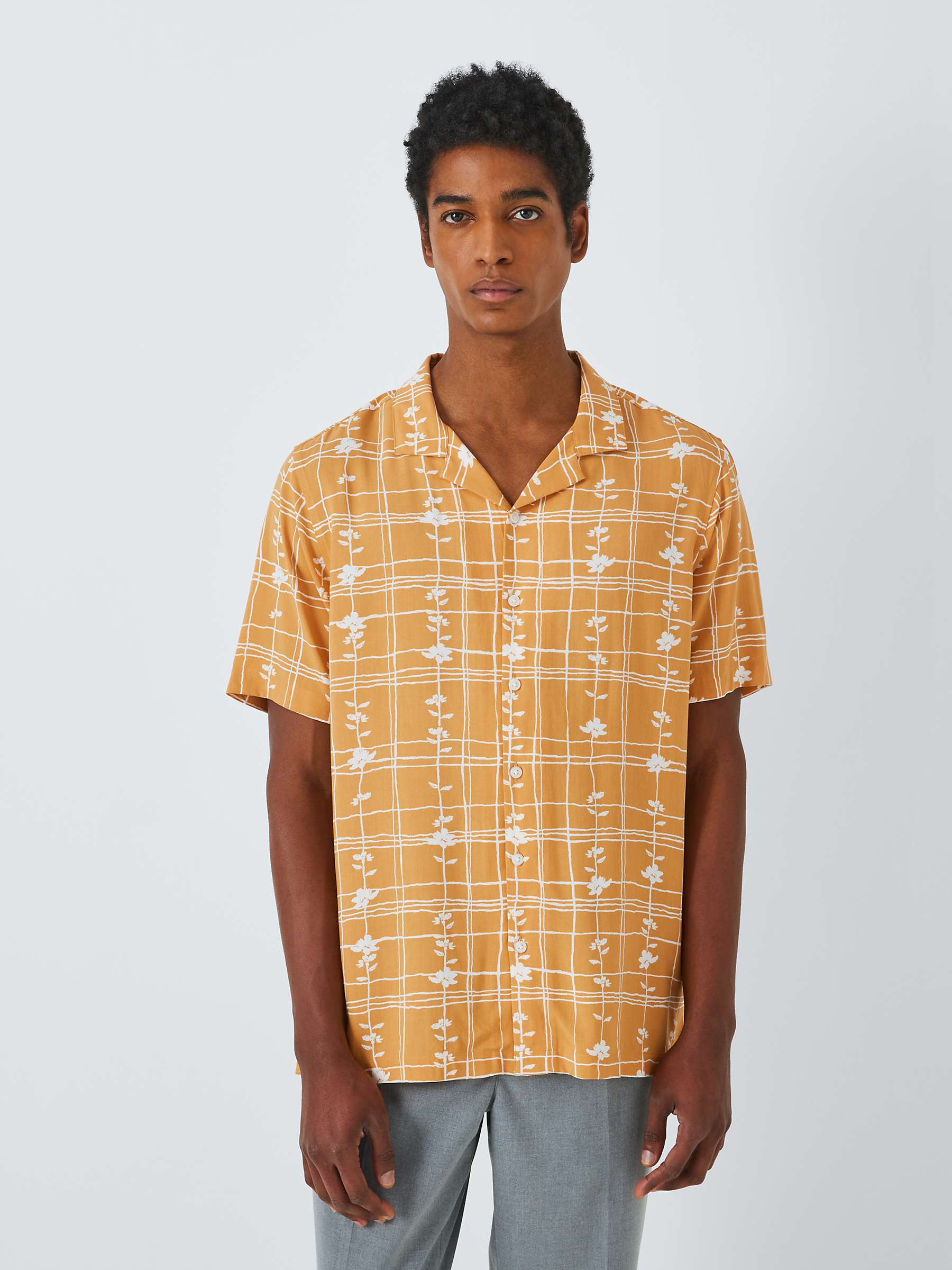Buy Kin Check LENZING™ ECOVERO™ VISCOSE Revere Collar Short Sleeve Shirt Online at johnlewis.com