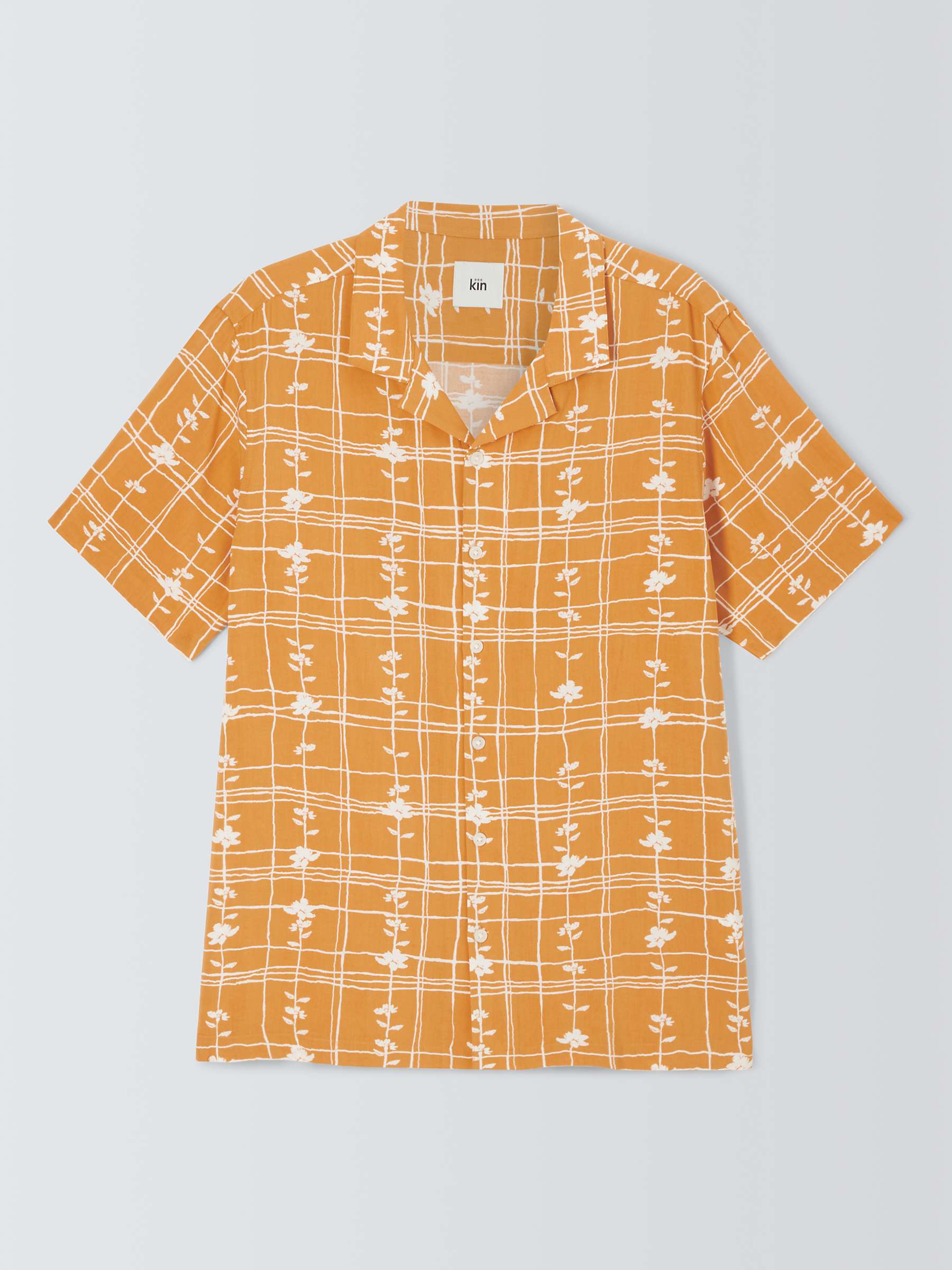 Buy Kin Check LENZING™ ECOVERO™ VISCOSE Revere Collar Short Sleeve Shirt Online at johnlewis.com