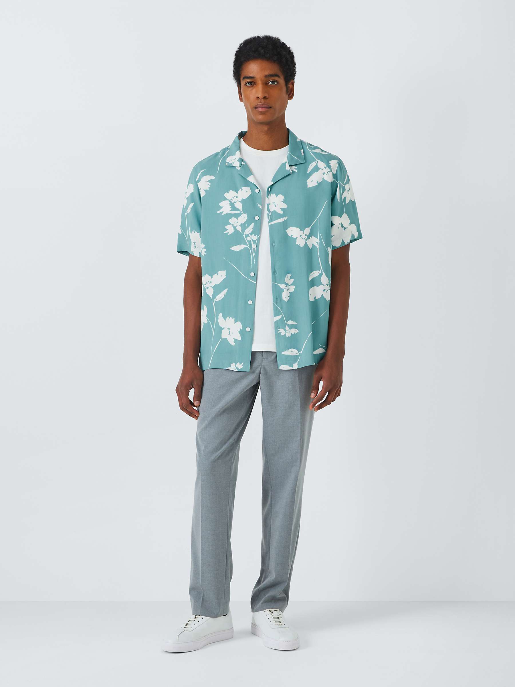 Buy Kin Floral LENZING™ ECOVERO™ VISCOSE Revere Collar Short Sleeve Shirt Online at johnlewis.com