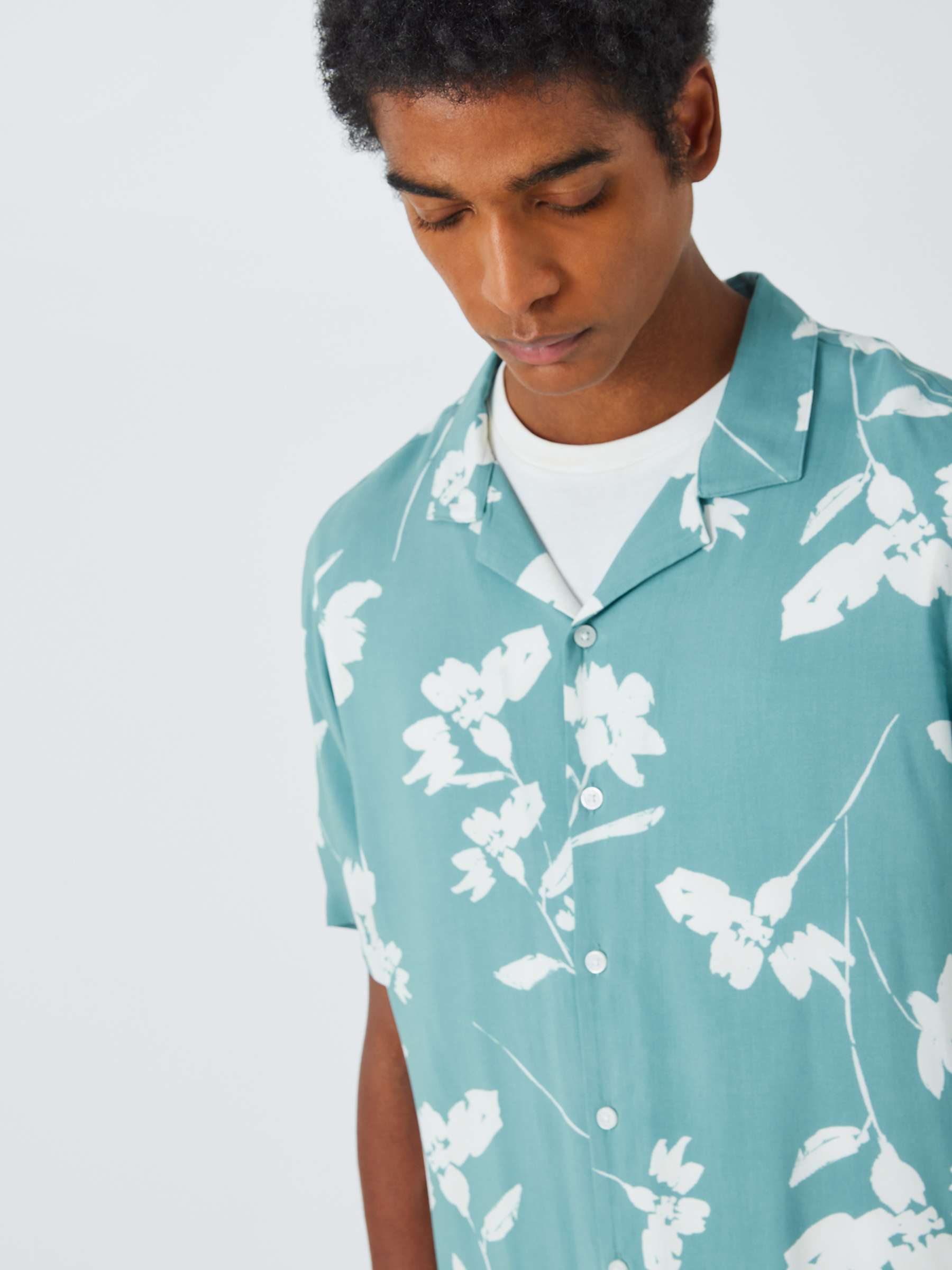 Buy Kin Floral LENZING™ ECOVERO™ VISCOSE Revere Collar Short Sleeve Shirt Online at johnlewis.com