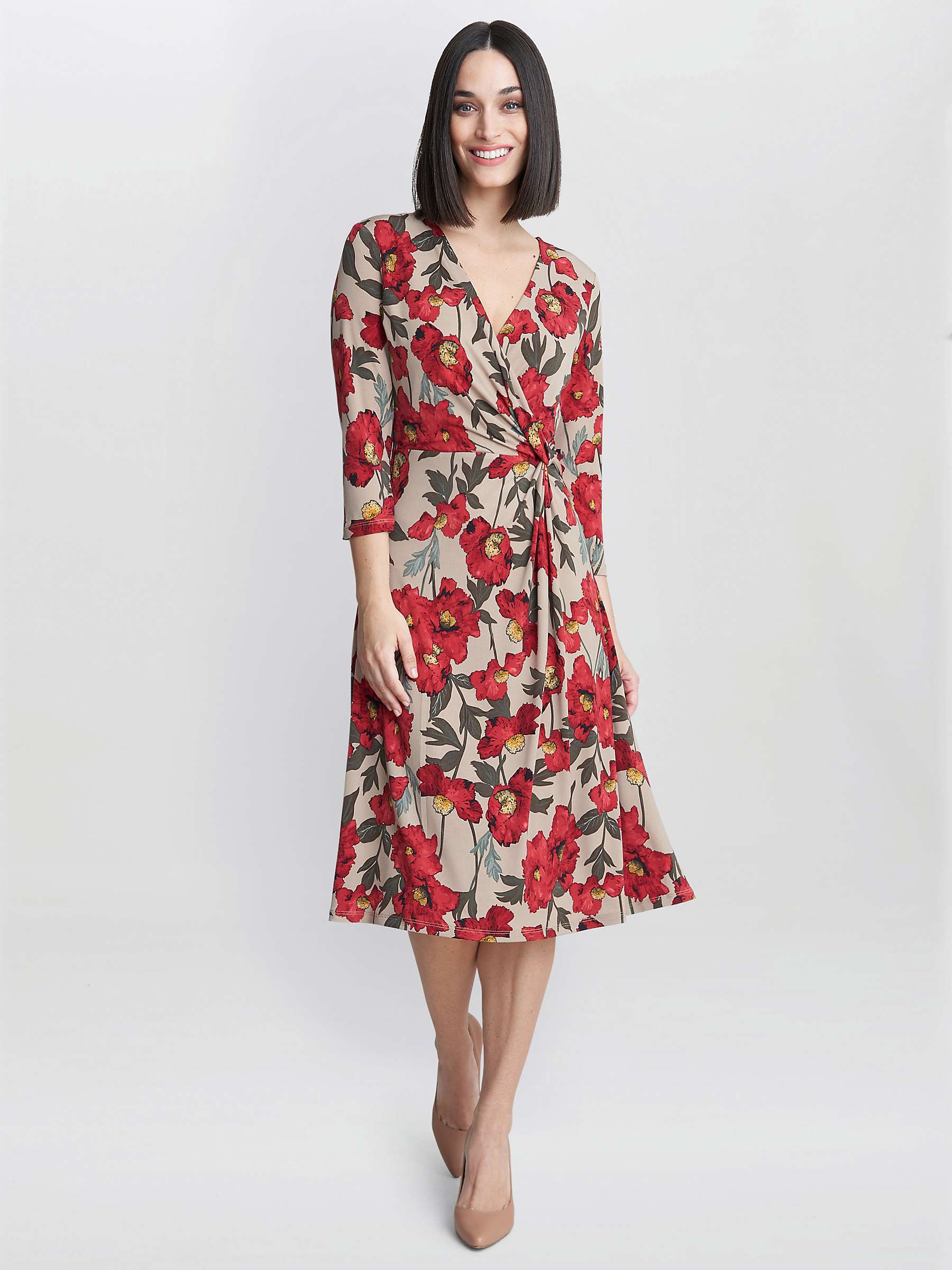 Buy Gina Bacconi Cassidy Wrap Dress, Red/Beige Online at johnlewis.com