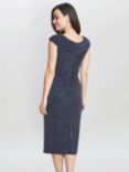 Gina Bacconi Celia Metallic Sleeveless Dress, Navy/Silver, Navy/Silver