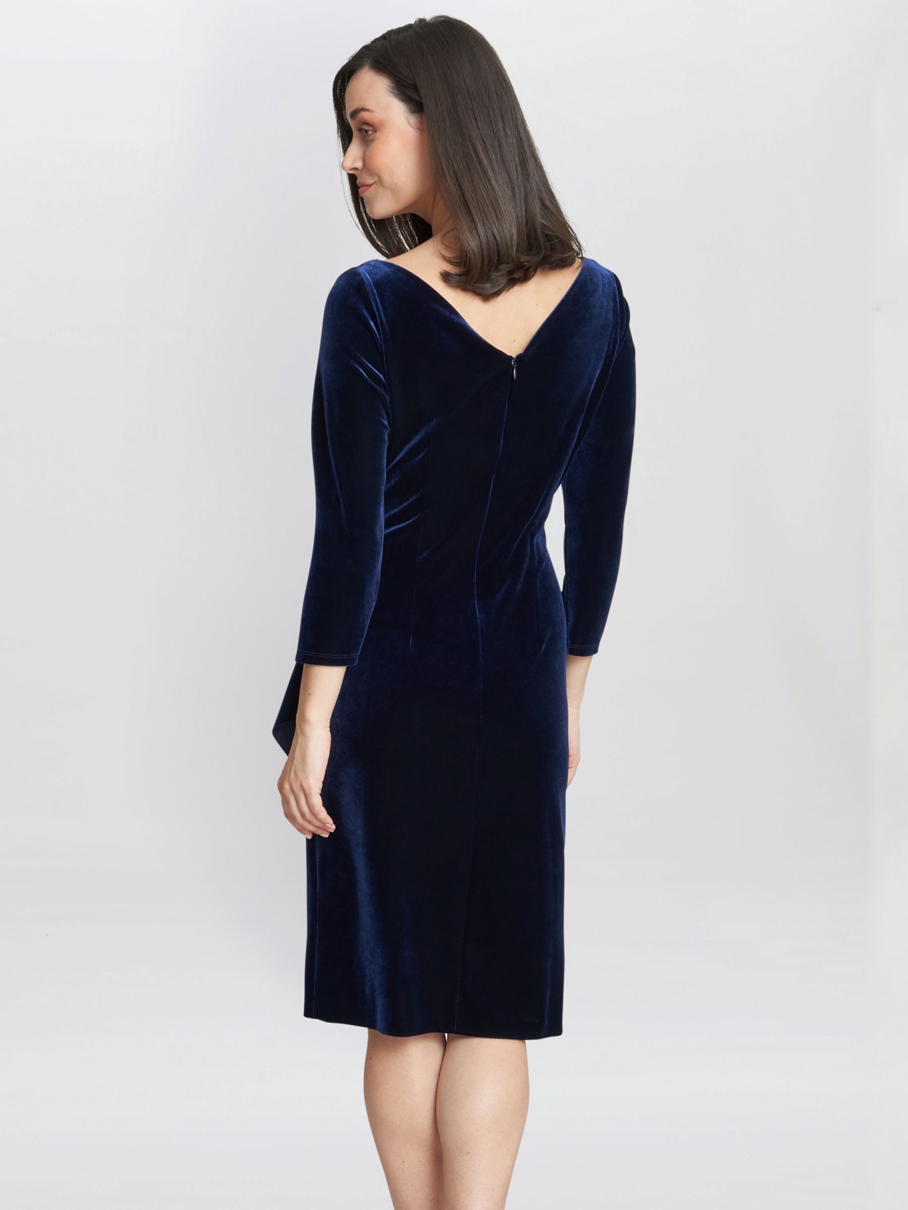 Gina Bacconi Zoe Velvet Wrap Dress, Navy at John Lewis & Partners