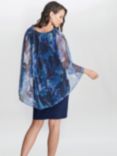 Gina Bacconi Brenya Popover Dress, Navy/Silver